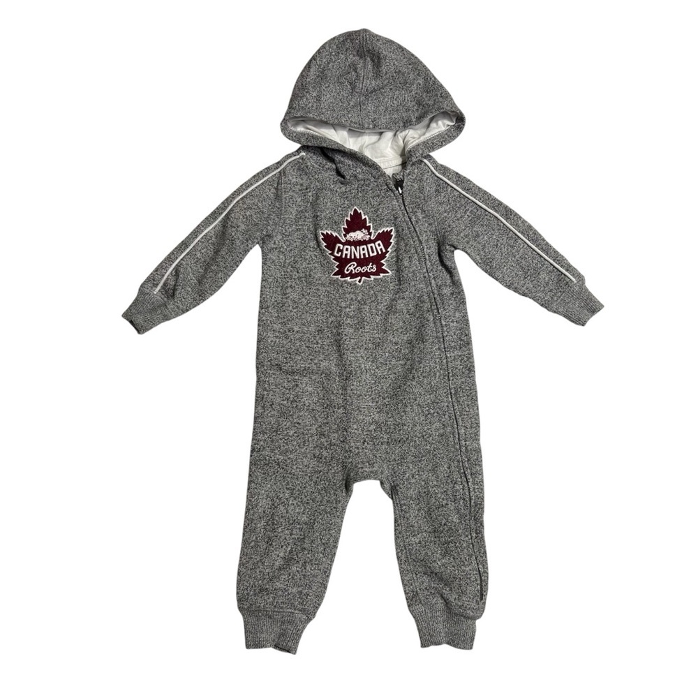 Roots Gray Hooded Canada Sports Onesie